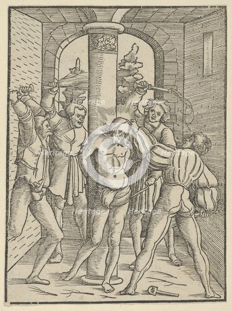 Christ Scourged, from The Doctrine, Life, and Passion of Jesus Christ, 1537. Creator: Hans Schäufelein the Elder.
