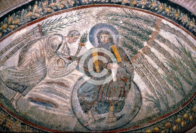 Christ seated on Globe surrounded by Palms, Church of Santa Costanza, Rome, c 4th century Artist: Unknown.