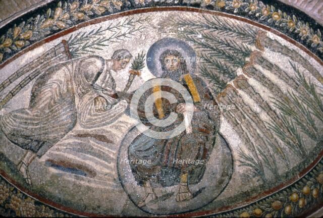 Christ seated on Globe surrounded by Palms, Church of Santa Costanza, Rome, c 4th century Artist: Unknown.