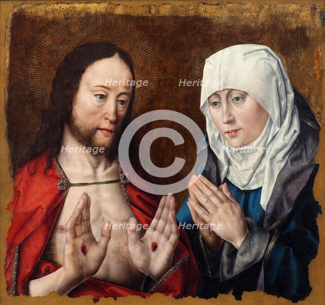 Christ Showing His Mother the Nail Wounds in His Hands, c1490. Creator: Aelbert Bouts.