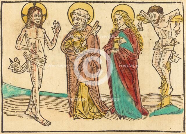 Christ Showing His Wounds to Peter, the Magdalene and the Good Thief, 1480/1490. Creator: Unknown.