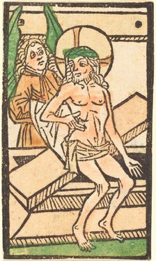 Christ Sitting on His Tomb with One Angel, c. 1470/1480. Creator: Unknown