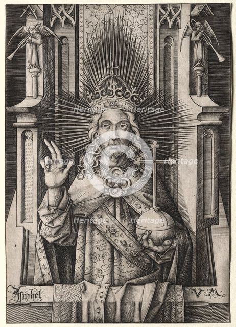 Christ the Redeemer (Salvator Mundi), c. 1490-1500. Creator: Israhel van Meckenem (German, c. 1440-1503).