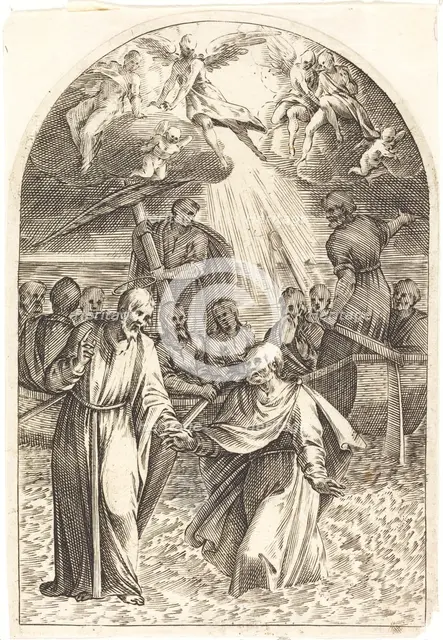 Christ Walking on the Water [second plate], 1608/1611. Creator: Jacques Callot.