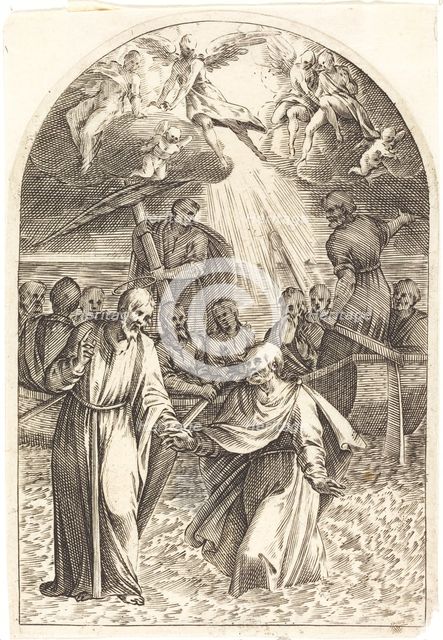 Christ Walking on the Water [second plate], 1608/1611. Creator: Jacques Callot.
