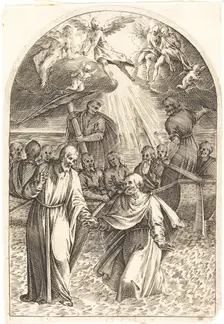 Christ Walking on the Water [second plate], 1608/1611. Creator: Jacques Callot
