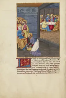 Christ Washing the Apostles Feet and The Last Supper, about 1480-1490. Creator: Master of Guillaume Lambert