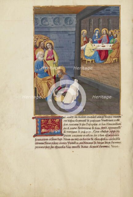 Christ Washing the Apostles' Feet and The Last Supper, about 1480-1490. Creator: Master of Guillaume Lambert.