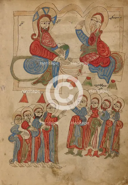 Christ Washing the Apostles' Feet; Gospel Book, 1386. Creator: Unknown.
