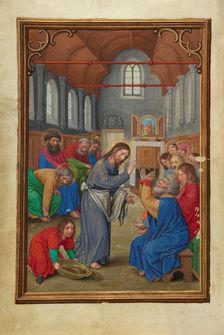 Christ Washing the Apostles Feet; Prayer Book of Cardinal Albrecht of Brandenburg, about 1525-1530. Creator: Simon Bening