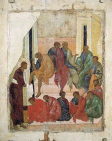 Christ Washing the Feet of the Apostles 1497. Creator: Russian icon