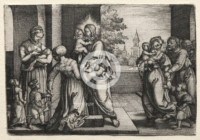Christ with Little Children, c. 1548. Creator: Georg Pencz (German, c. 1500-1550).