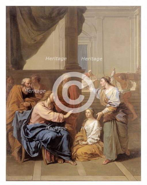 Christ with Martha and Mary. Sketch (or reduction) for "May" of Notre-Dame of 1704. Creator: Claude Saint-Paul.
