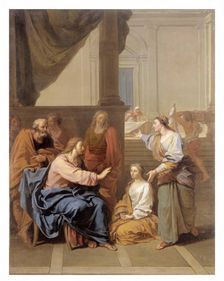 Christ with Martha and Mary. Sketch (or reduction) for "May" of Notre-Dame of 1704. Creator: Claude Saint-Paul