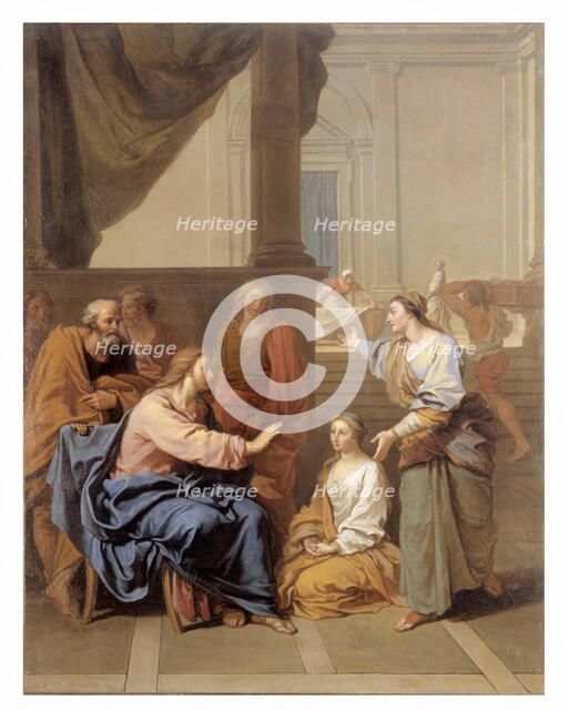 Christ with Martha and Mary. Sketch (or reduction) for "May" of Notre-Dame of 1704. Creator: Claude Saint-Paul.