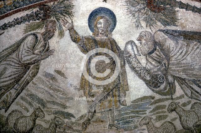 Christ with St Paul and St Peter (right), Mosail detail, Church of Santa Costanza, Rome, 350 BC. Artist: Unknown.