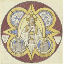 Christ with stole, chalice and host, beside him Saints Francis and Anthony, 1855. Creator: Eduard von Steinle