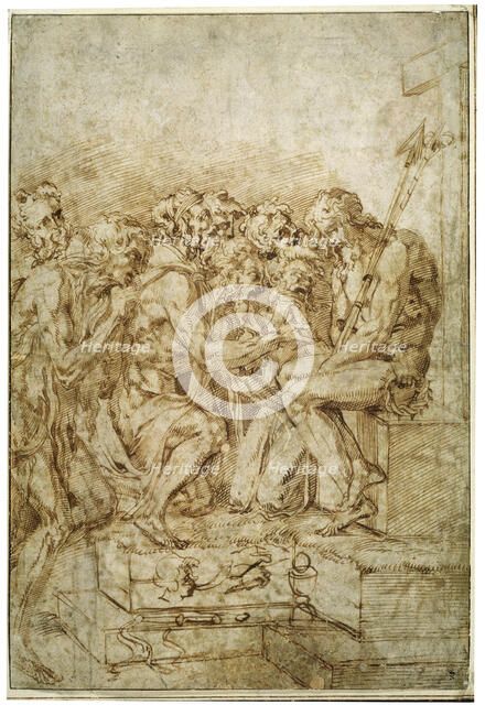 Christ with Symbols of Passions attended by seven Figures', early 16th century. Artist: Baccio Bandinelli
