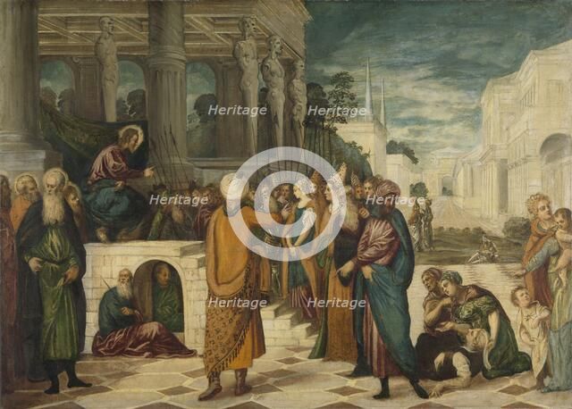 Christ with the Adulterous Woman, 1550-1580. Creators: Jacopo Tintoretto, Workshop of Tintoretto.