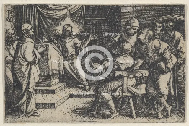 Christ with the Doctors in the Temple, from The Story of Christ, 1534-35. Creator: Georg Pencz.