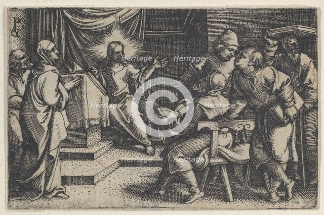 Christ with the Doctors in the Temple, from The Story of Christ, 1534-35. Creator: Georg Pencz.