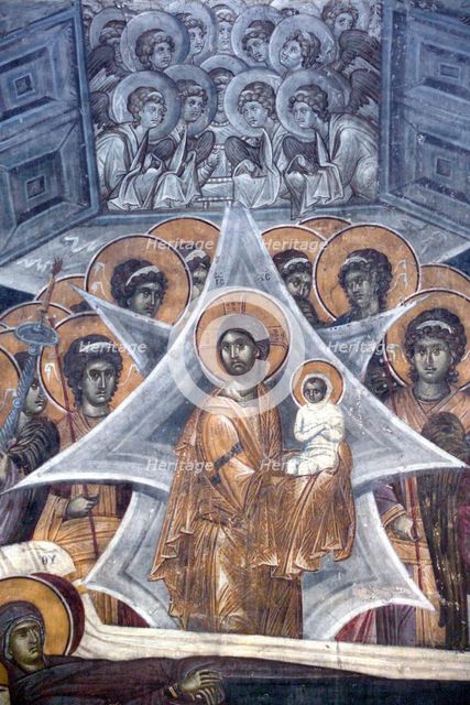 Christ with the soul of the Virgin at the Gates of Heaven, 1321-1322. Artist: Anonymous  