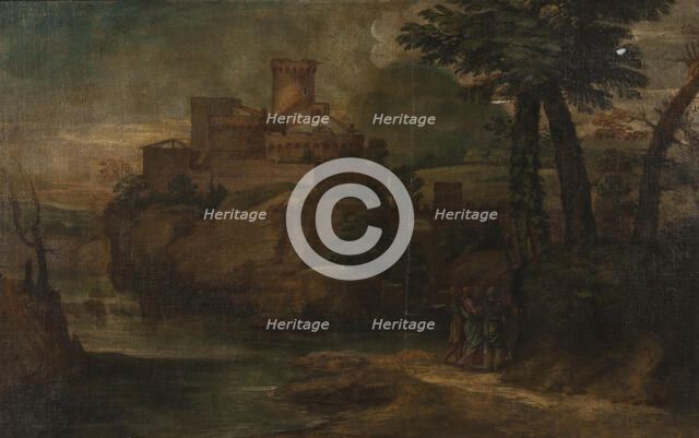 Christ with two disciples at Emmaus, c17th century. Creator: Unknown.