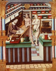 Christ writing a recipe, Early16th century. Creator: Anonymous