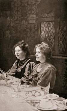 Christabel Pankhurst and Annie Kenney, British suffragettes, 1909. Creator: GK Jones
