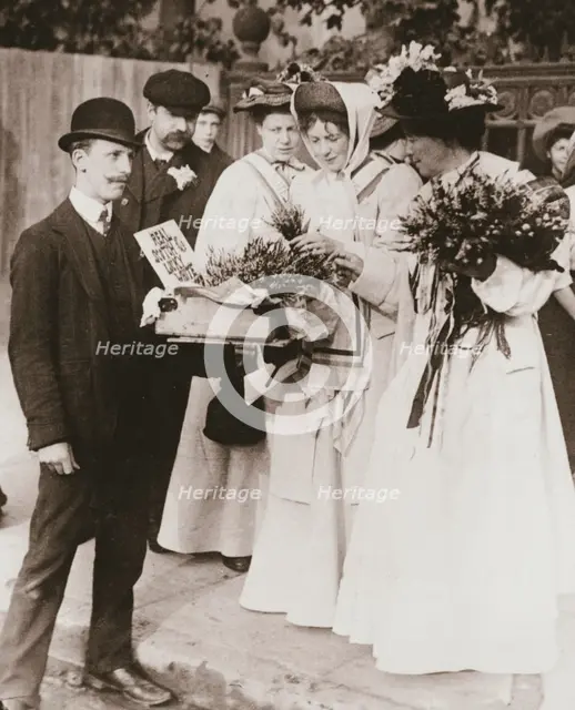 Christabel Pankhurst and Emmeline Pethick-Lawrence, British suffragettes, 18 September, 1908. Creator: Unknown.