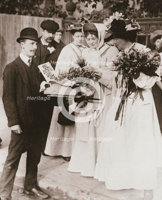Christabel Pankhurst and Emmeline Pethick-Lawrence, British suffragettes, 18 September, 1908. Creator: Unknown.