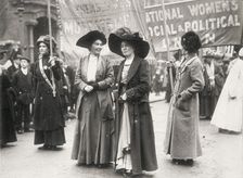 Christabel Pankhurst at a suffragette demonstration, c1910