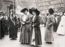 Christabel Pankhurst at a suffragette demonstration, c1910. Creator: Unknown