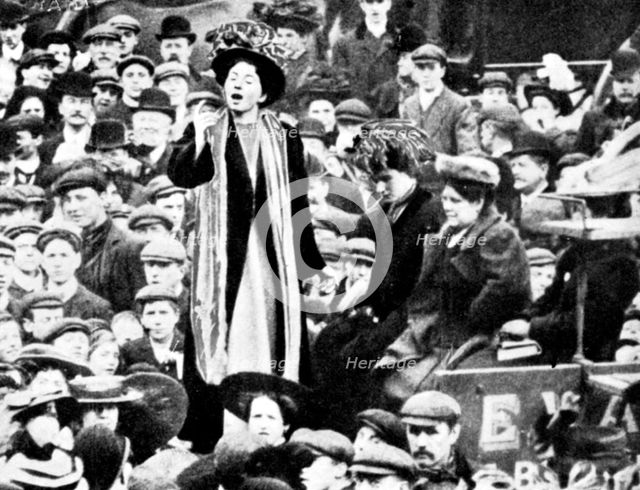 Christabel Pankhurst at Peckham By-Election, March 1908. Creator: Unknown.