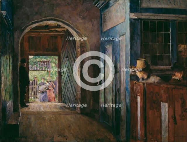 Christening in Tanum Church. Artist: Backer, Harriet (1845-1932)