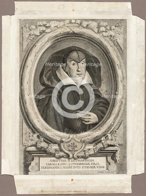 Christina of Lorraine, 1666; published 1761. Creator: Adriaen Haelwegh.