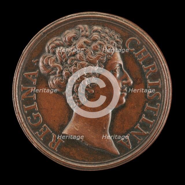 Christina of Sweden, 1626-1689, Queen 1632-1654 [obverse], 1680. Creator: Giovanni Martino Hamerani.