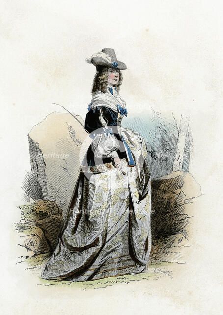 Christina of Sweden (1626-1689), Queen of Sweden from 1632-1654, engraving from 1870.