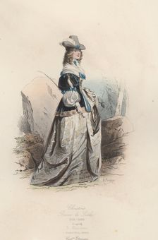 Christina of Sweden (1626-1689), Queen of Sweden from 1632 to 1654, engraving from 1870