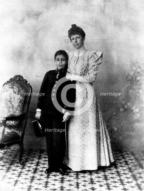 Christina, Queen-Regent of Spain, and her son, Alfonso XIII., King of Spain, 1898. Creator: Valentin.