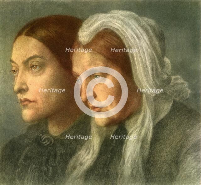 'Christina Rossetti with her Mother', 1877, (1942).  Creator: Dante Gabriel Rossetti.