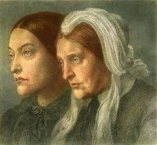 Christina Rossetti with her Mother 1877, (1942). Creator: Dante Gabriel Rossetti