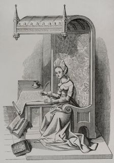 Christine de Pizan, (1365-1430), French writer and philosopher born in Venice, 15th century (1877). Creator: Unknown