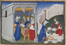 Christine de Pizan builds her city. Miniature from Cité des dames by Christine de Pizan, 1400-1410. Creator: Maître de la Cité des Dames (active ca 1400-1415)