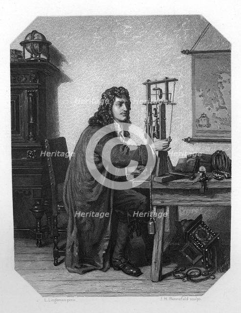 Christiaan Huygens, 17th century Dutch mathematician, astronomer and physicist, c1870.Artist: JH Rennefeld