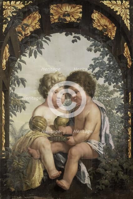 Christian Allegory with two Children both Pouring from a Carafe into a Bowl, 1650-1699. Creator: Anon.