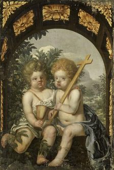 Christian Allegory with two Children with Cross and Chalice, 1650-1699. Creator: Anon