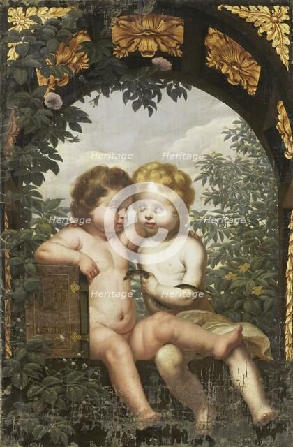 Christian Allegory with two Children with a Bible and Snake, 1650-1699. Creator: Anon.