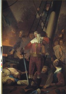 Christian IV on the "Trinity" in the battle of Kolberger Heide 1644, 1828. Creator: Wilhelm Bendz