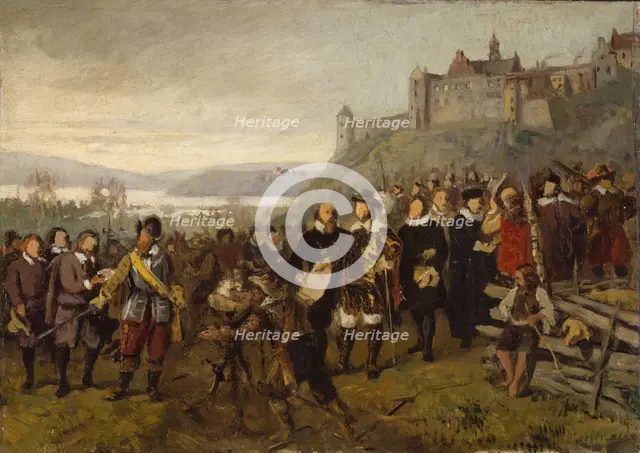 Christian IV founding Christiania. Sketch, probably 1876. Creator: Adolph Tidemand.